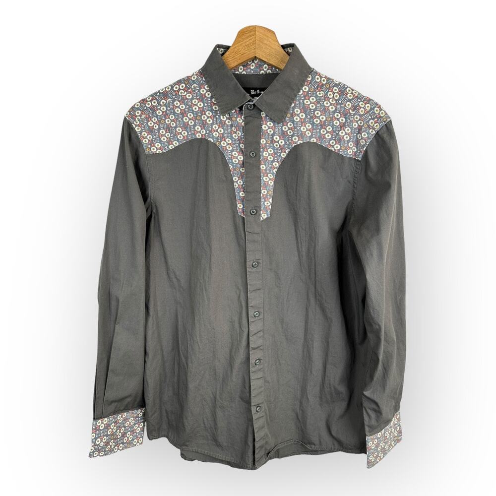 Rock Roll n Soul Mens size Small LS Western Rockabilly Button Up Shirt Floral